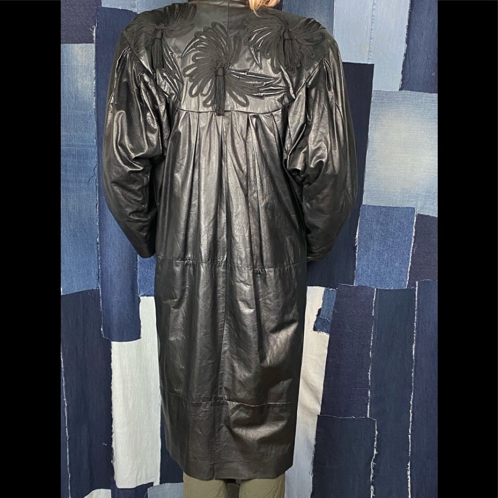 Vintage Pleated Leather Coat